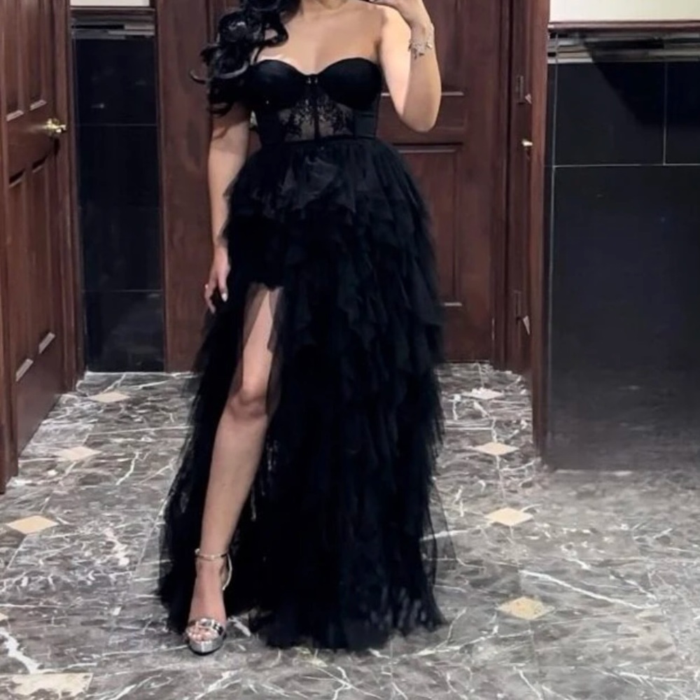 Luxe Strapless Lace Party Holiday Evening Formal Wedding Party - Picture 12 of 15
